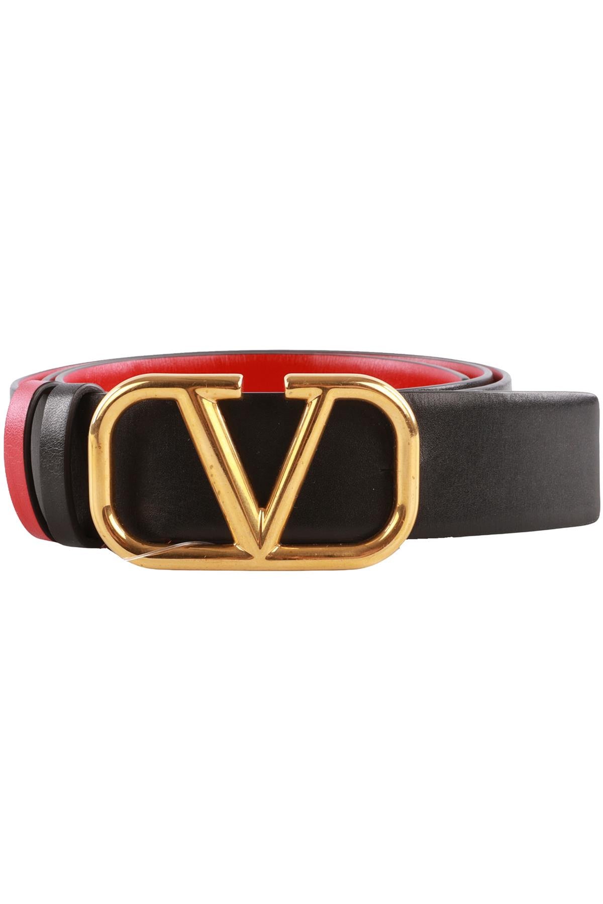VALENTINO GARAVANI BLACK VLOGO LEATHER WAIST BELT