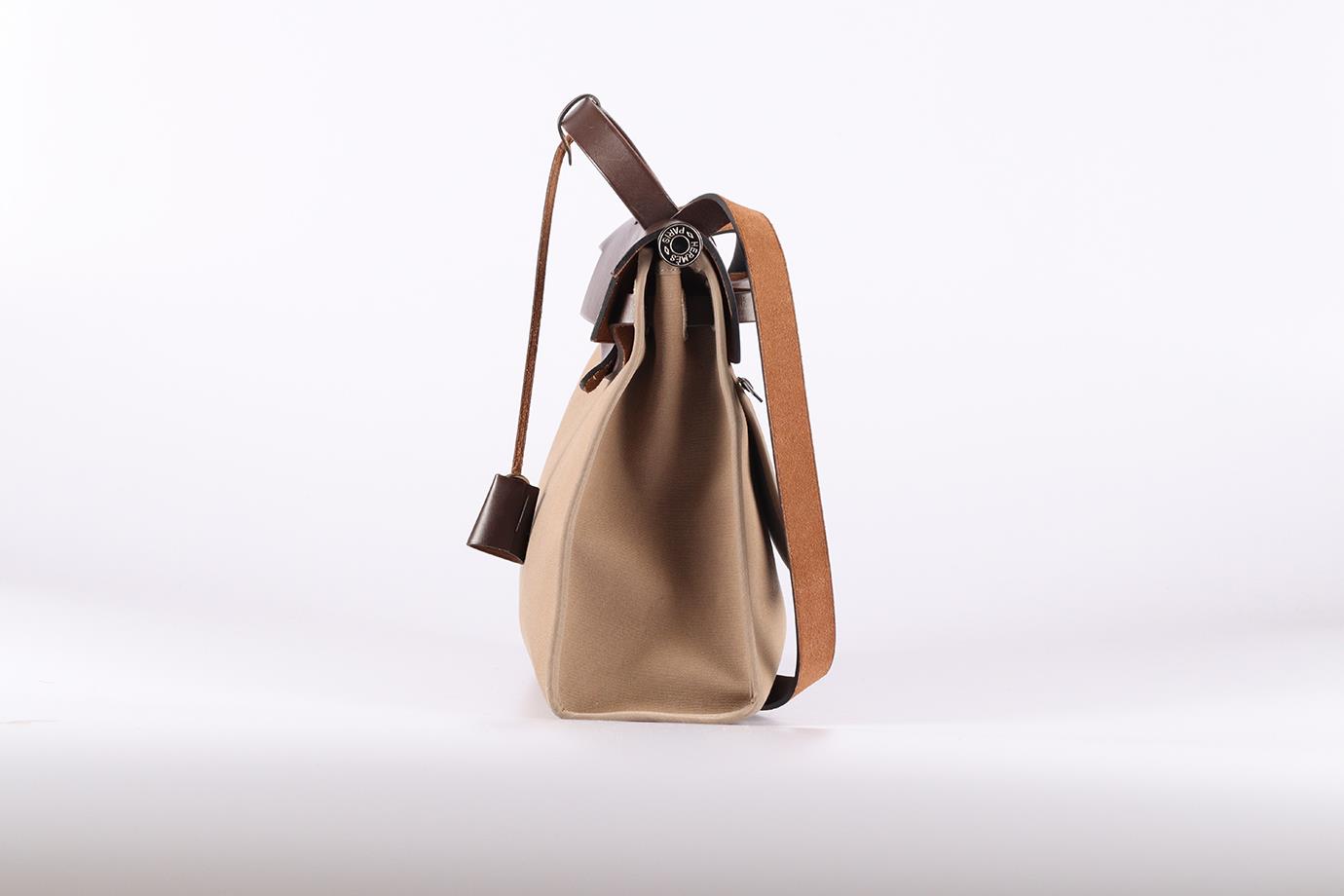 HERMES 2013 HERBAG CANVAS AND LEATHER BACKPACK