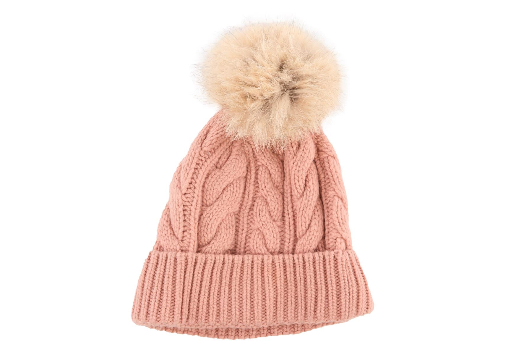 MONCLER GRENOBLE PINK WOOL BEANIE ONE SIZE