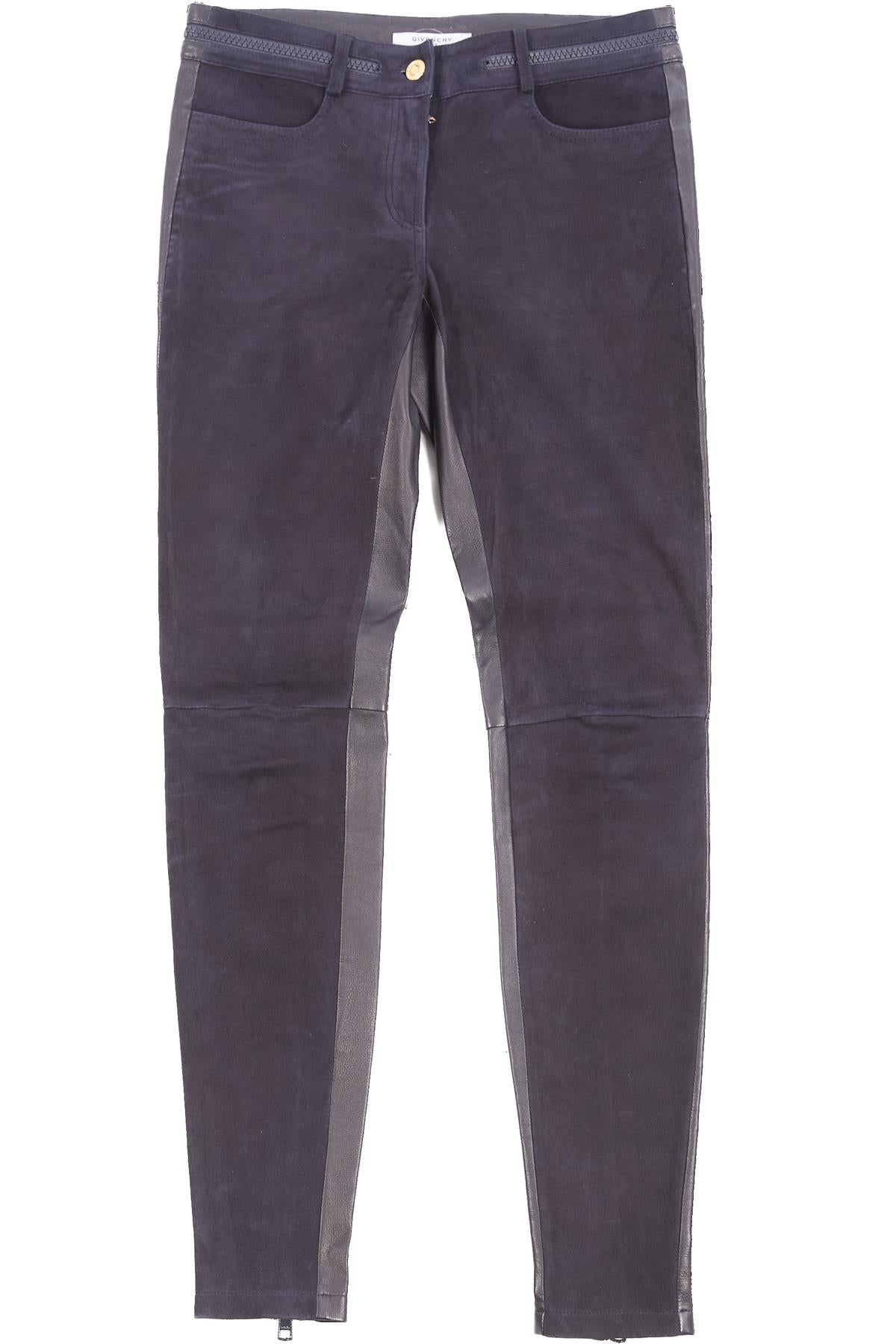 GIVENCHY NAVY LEATHER SKINNY PANTS FR 36