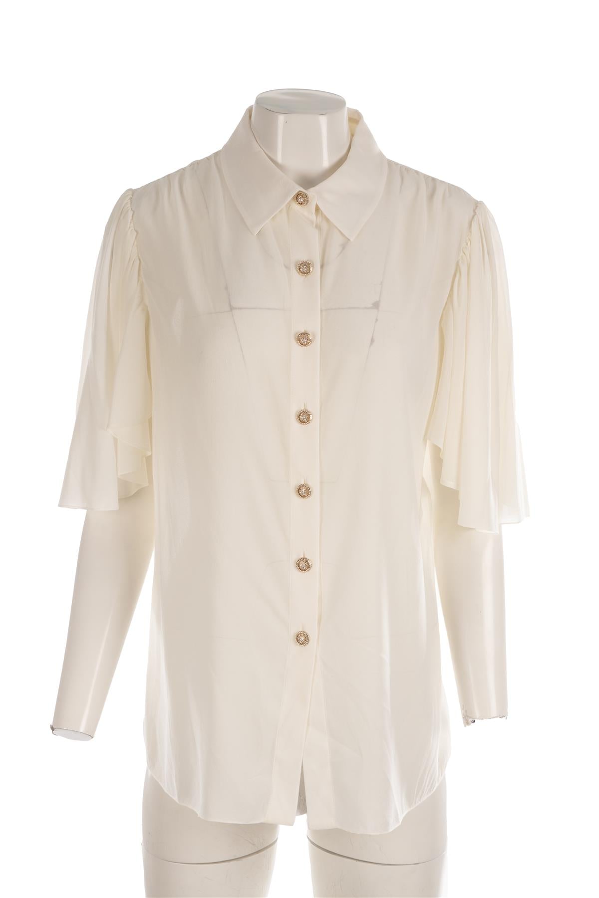 CHANEL IVORY 2025 SILK SHIRT FR 44 UK 16