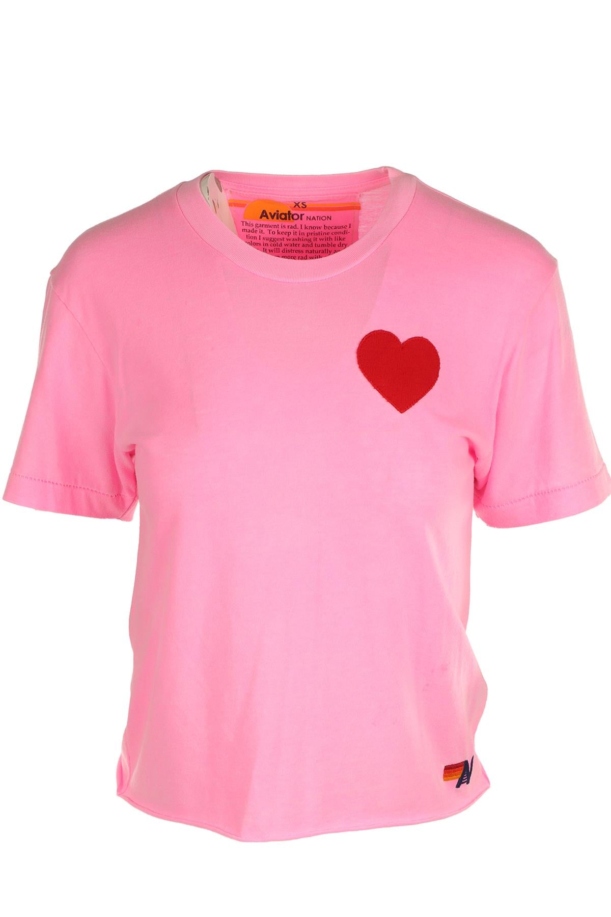 AVIATOR NATION PINK COTTON T-SHIRT XSMALL