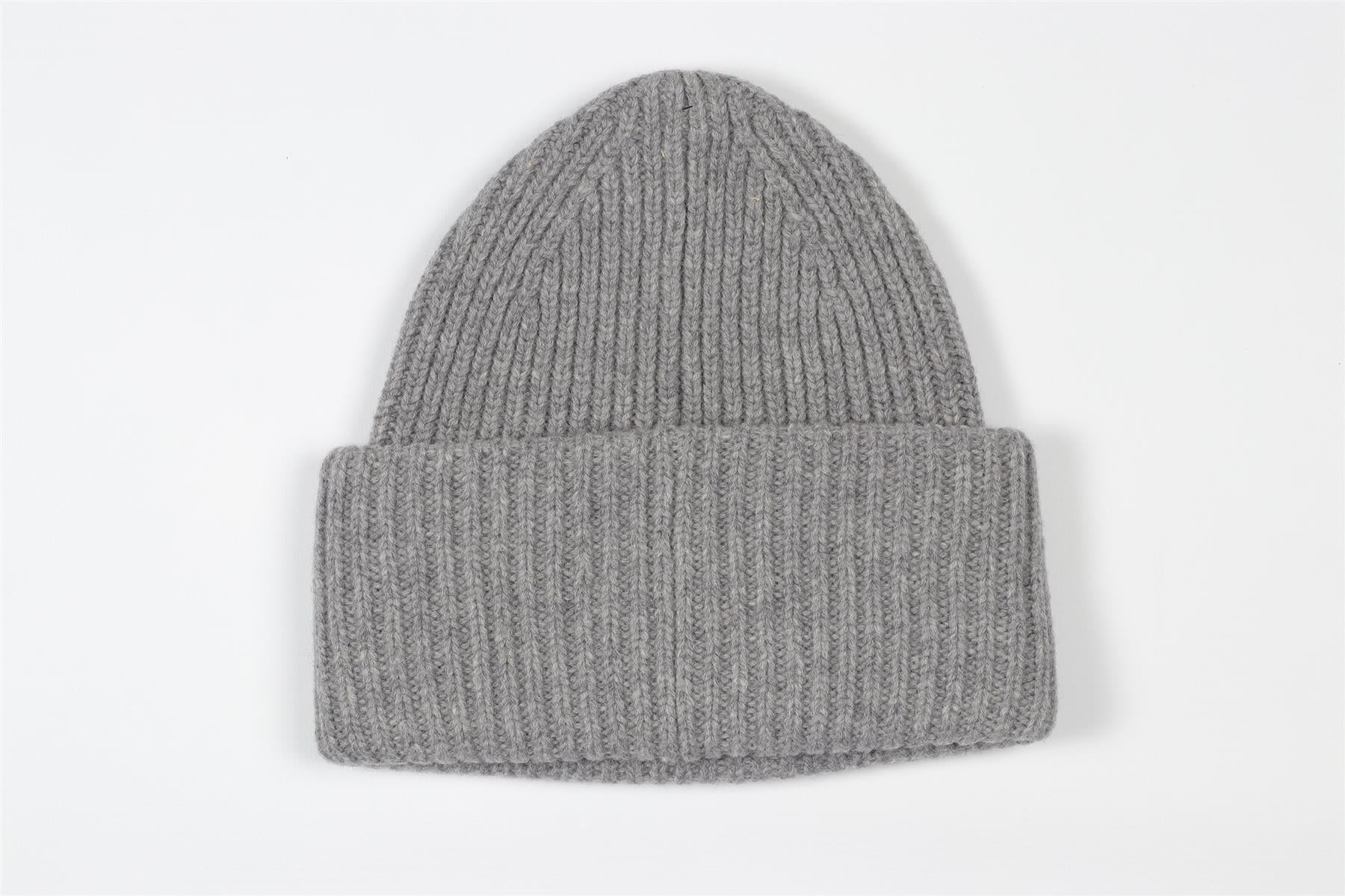 ACNE STUDIOS GREY WOOL BEANIE ONE SIZE