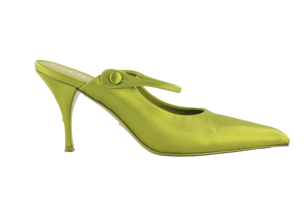 PRADA GREEN SATIN MULES EU 39 UK 6 US 9
