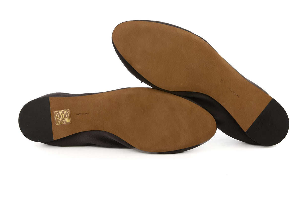 THE ROW BLACK AWAR SATIN BALLET FLATS
