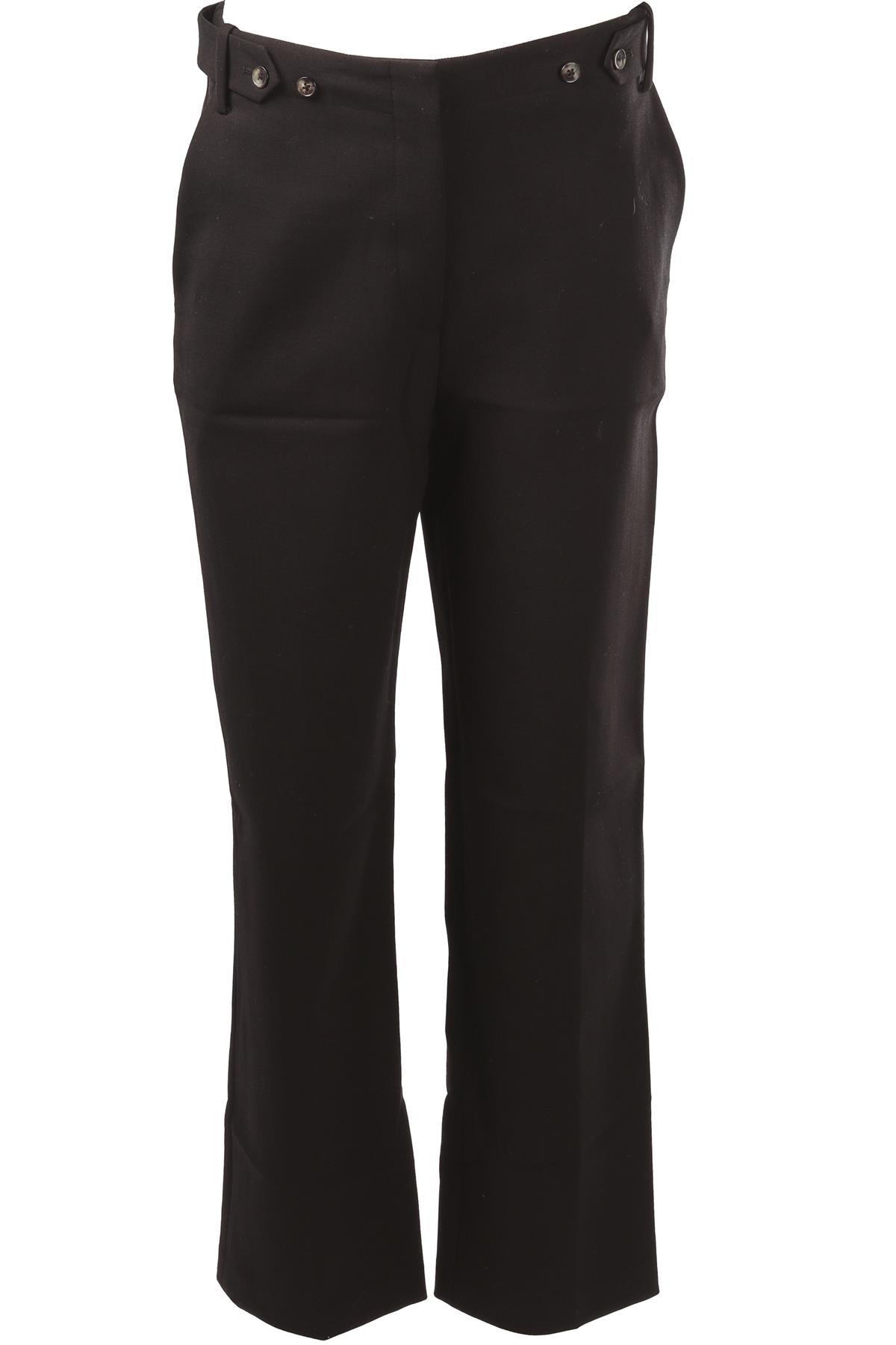 BLACK WOOL STRAIGHT LEG PANTS