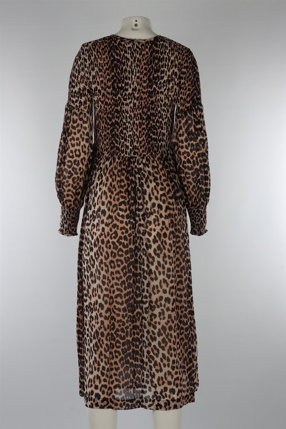 GANNI BROWN CHIFFON MAXI DRESS EU 36 UK 8
