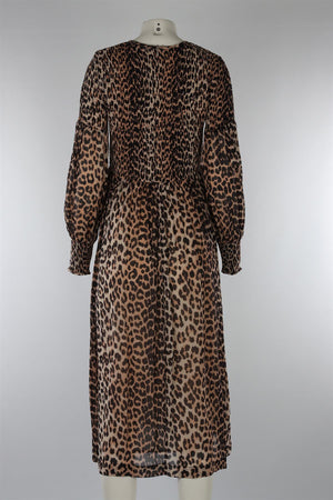 GANNI BROWN CHIFFON MAXI DRESS EU 36 UK 8