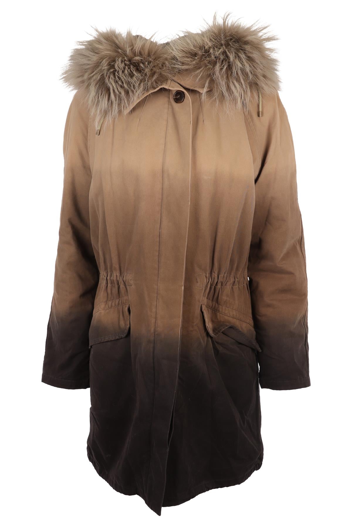 ARMY BY YVES SALOMON GREEN FUR COAT FR 36 UK 8