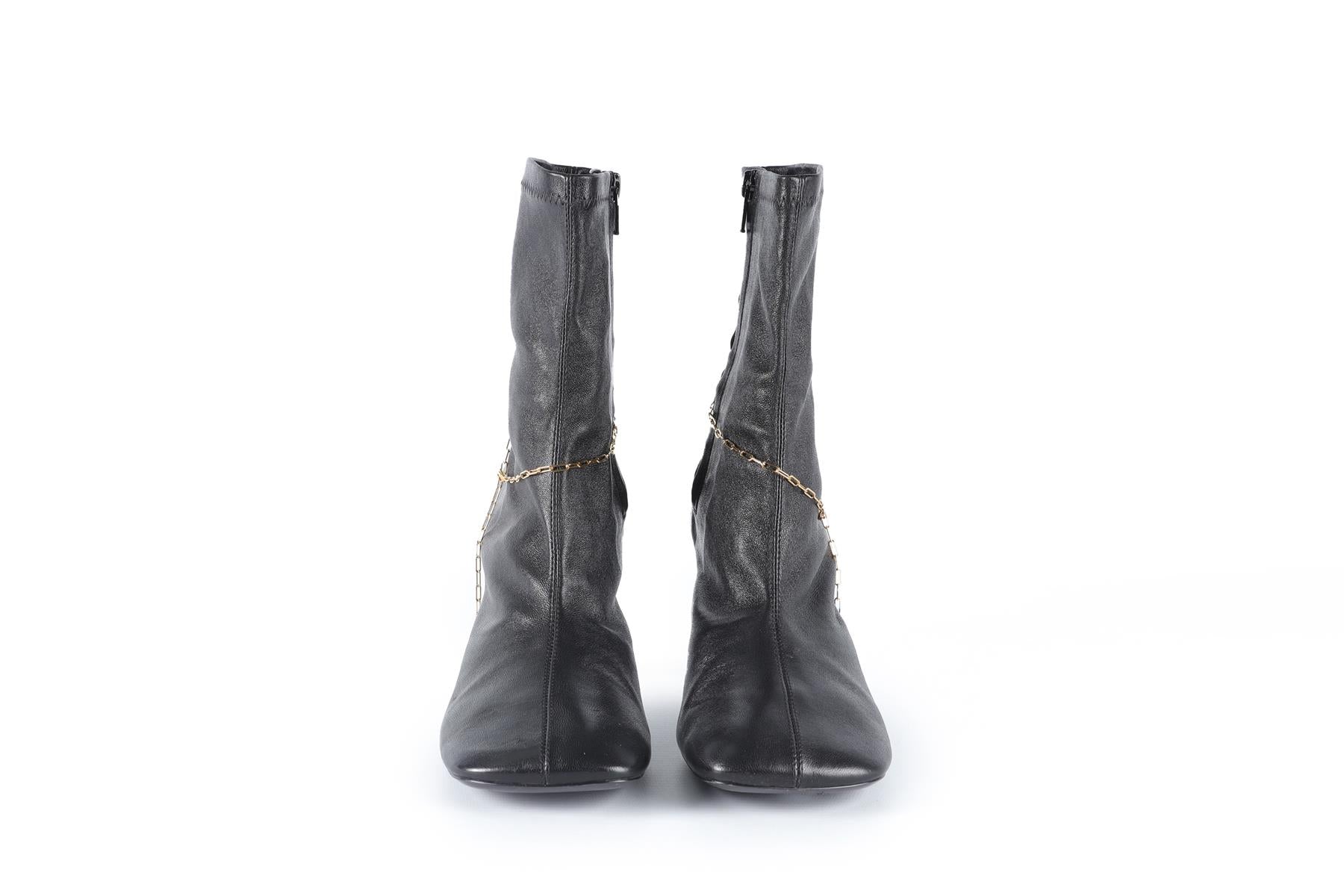 BURBERRY BLACK LEATHER ANKLE BOOTS EU 38.5 UK 5.5 US 8.5