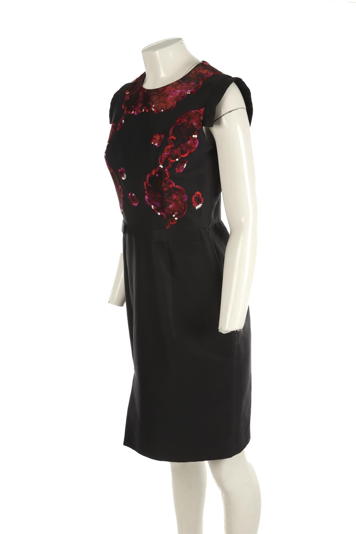 ERDEM BLACK COTTON MIDI DRESS UK 12