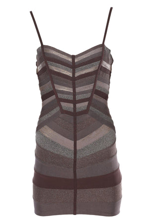 HERVE LEGER GREY BANDAGE MINI DRESS MEDIUM