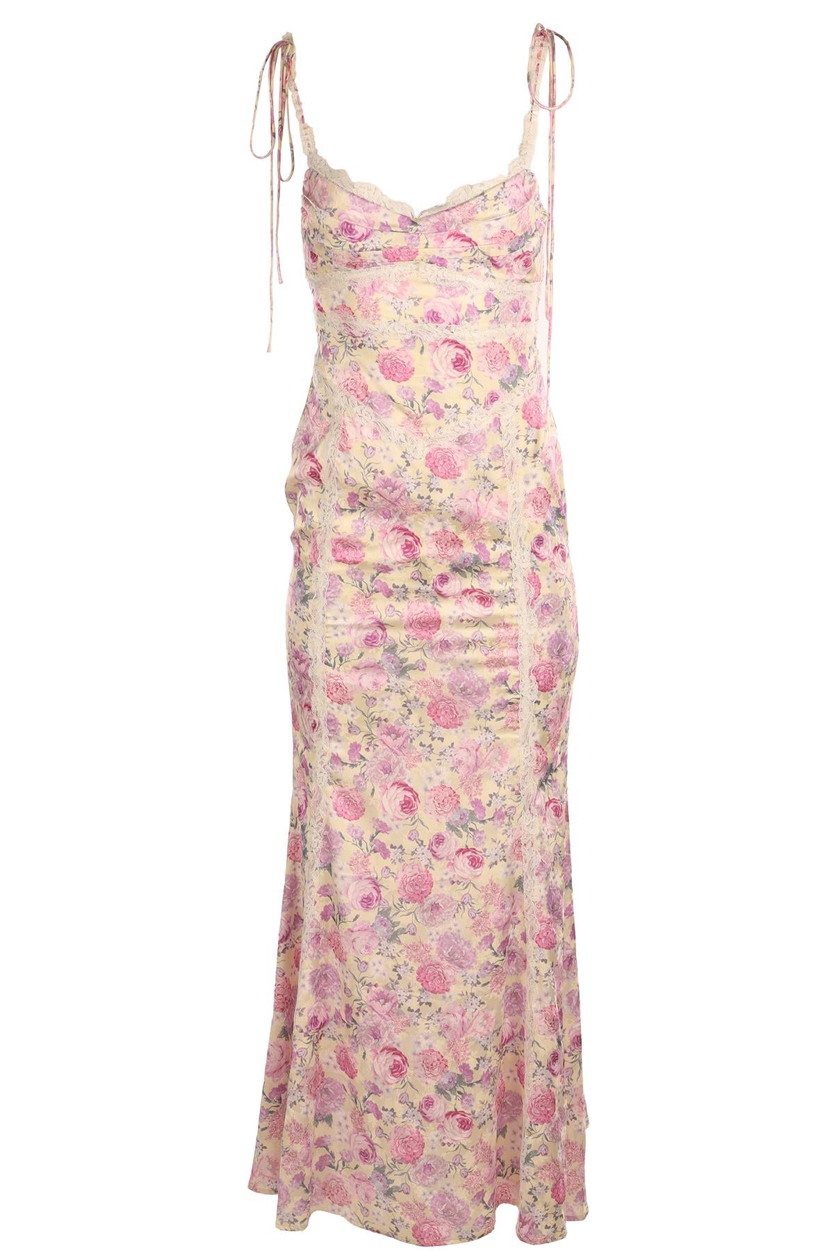 FOR LOVE & LEMONS MULTI SATIN MAXI DRESS XSMALL