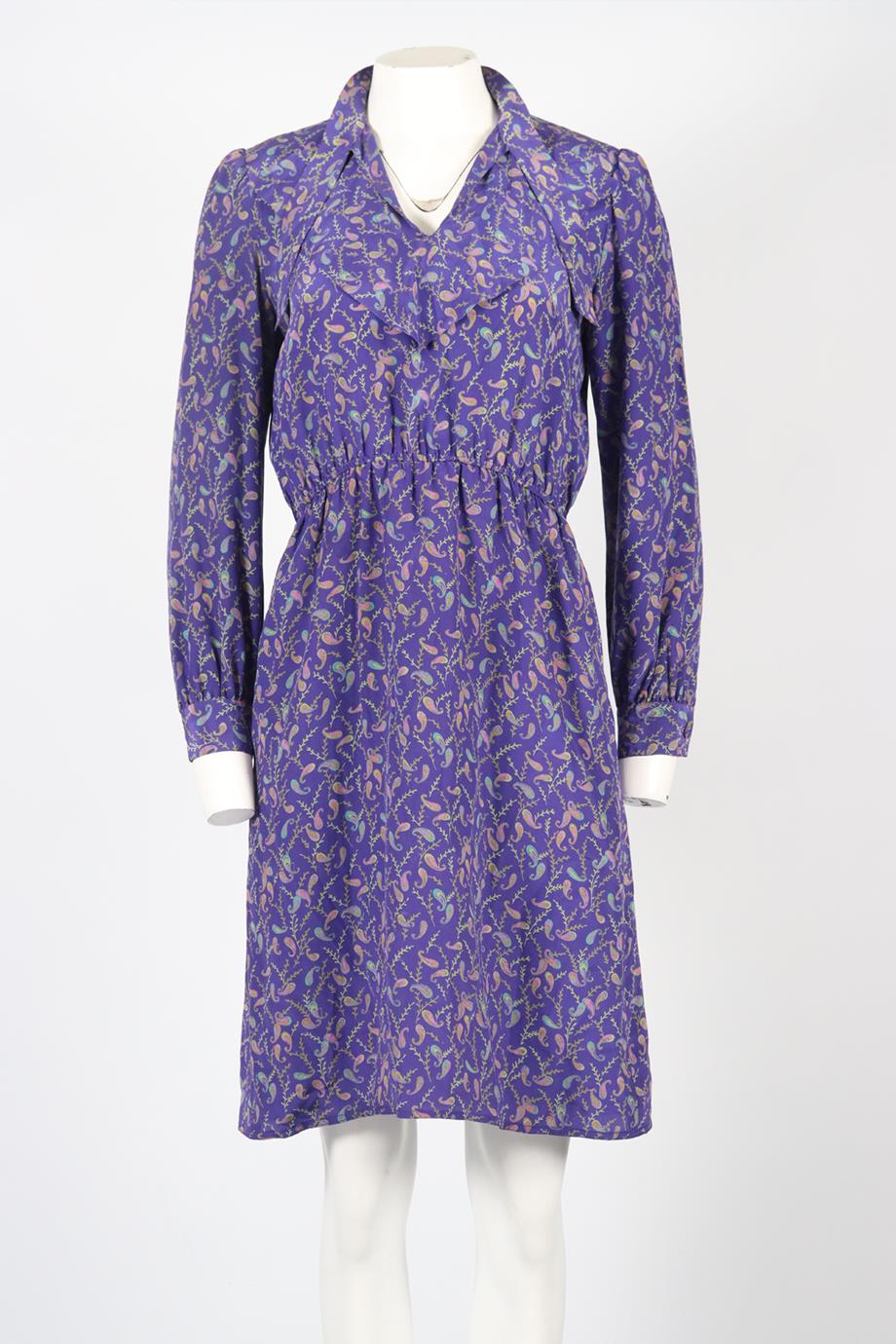 DIANE VON FURSTENBERG VINTAGE PRINTED SILK MIDI DRESS SMALL