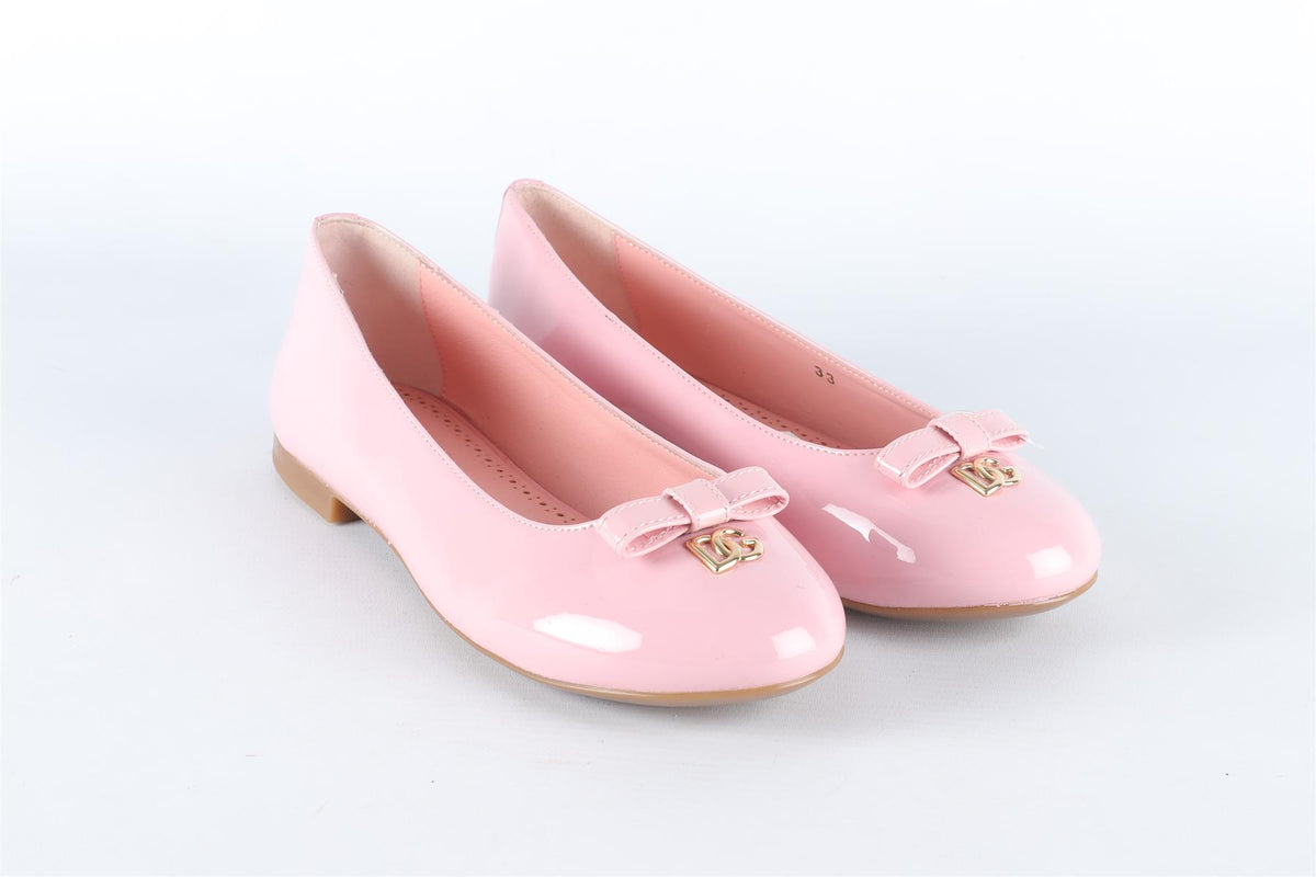 DOLCE & GABBANA PINK KIDS GIRLS LEATHER BALLERINA FLATS EU 33 UK 1 US 2