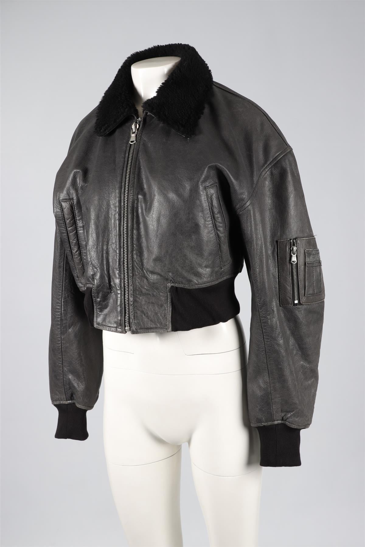 MEOTINE BLACK SHEARLING AND LEATHER JACKET XSMALL - SMALL