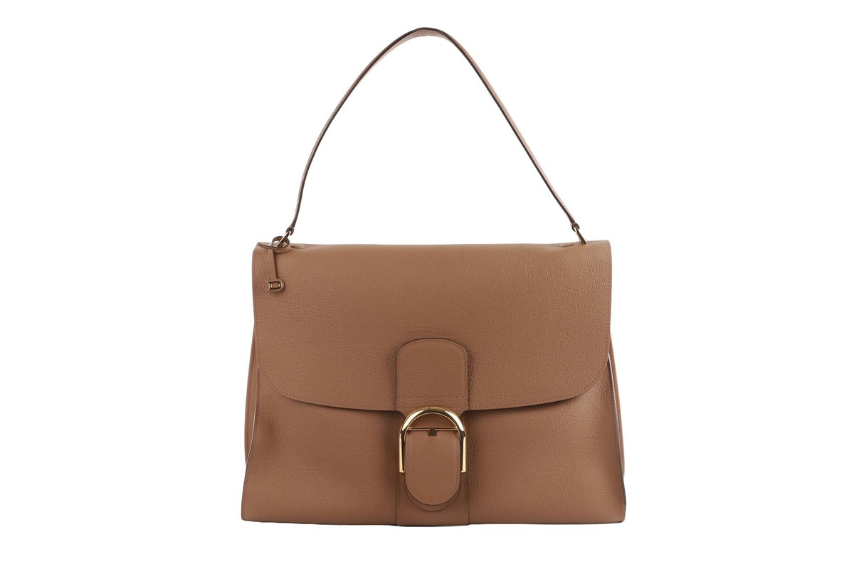 DELVAUX TAN BRILLIANT TEMPO MM LEATHER SHOULDER BAG