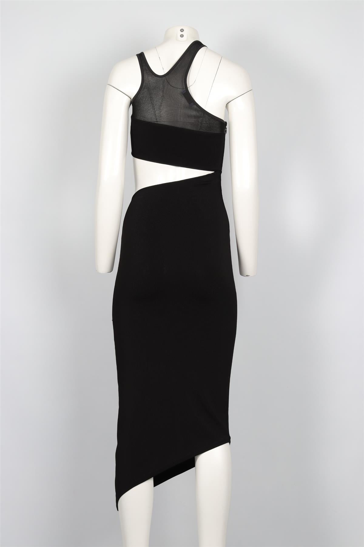 MUGLER BLACK KNIT MIDI DRESS SMALL