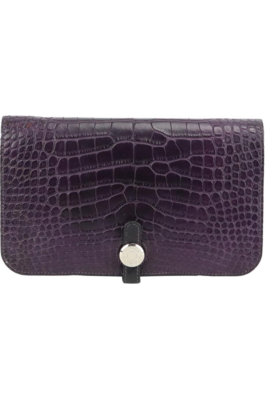 HERMÈS 2014 DOGON DUO ALLIGATOR MISSISSIPPIENSIS AND LEATHER WALLET