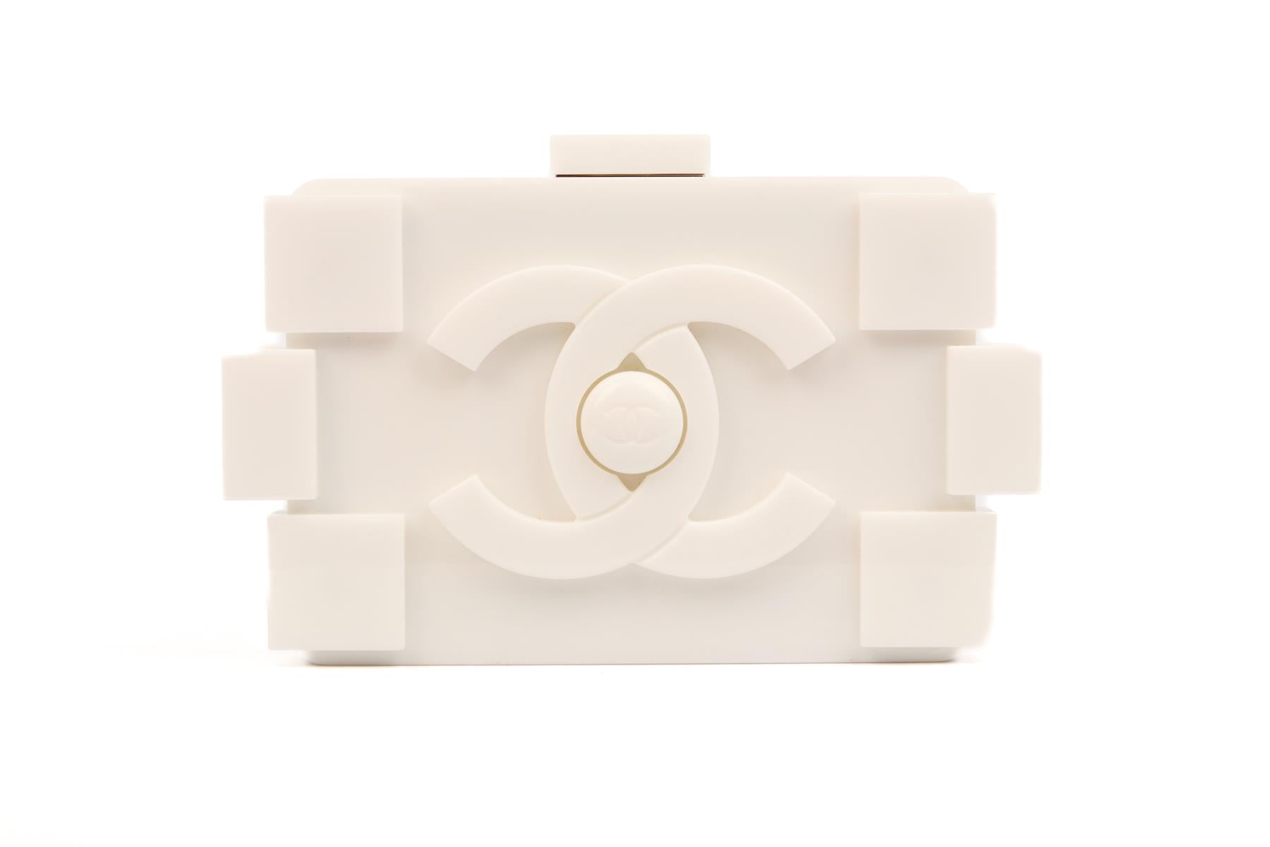 CHANEL WHITE 2014 BOY BRICK LEGO PLEXIGLASS CLUTCH