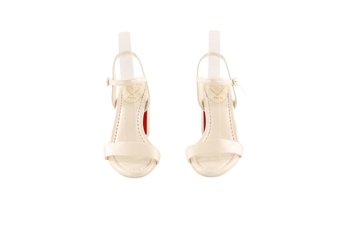 CHRISTIAN LOUBOUTIN WHITE MISS JANE LEATHER SANDALS EU 37 UK 4 US 7