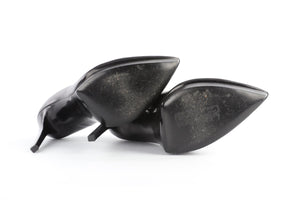 SAINT LAURENT BLACK LEATHER PLATFORM PUMPS