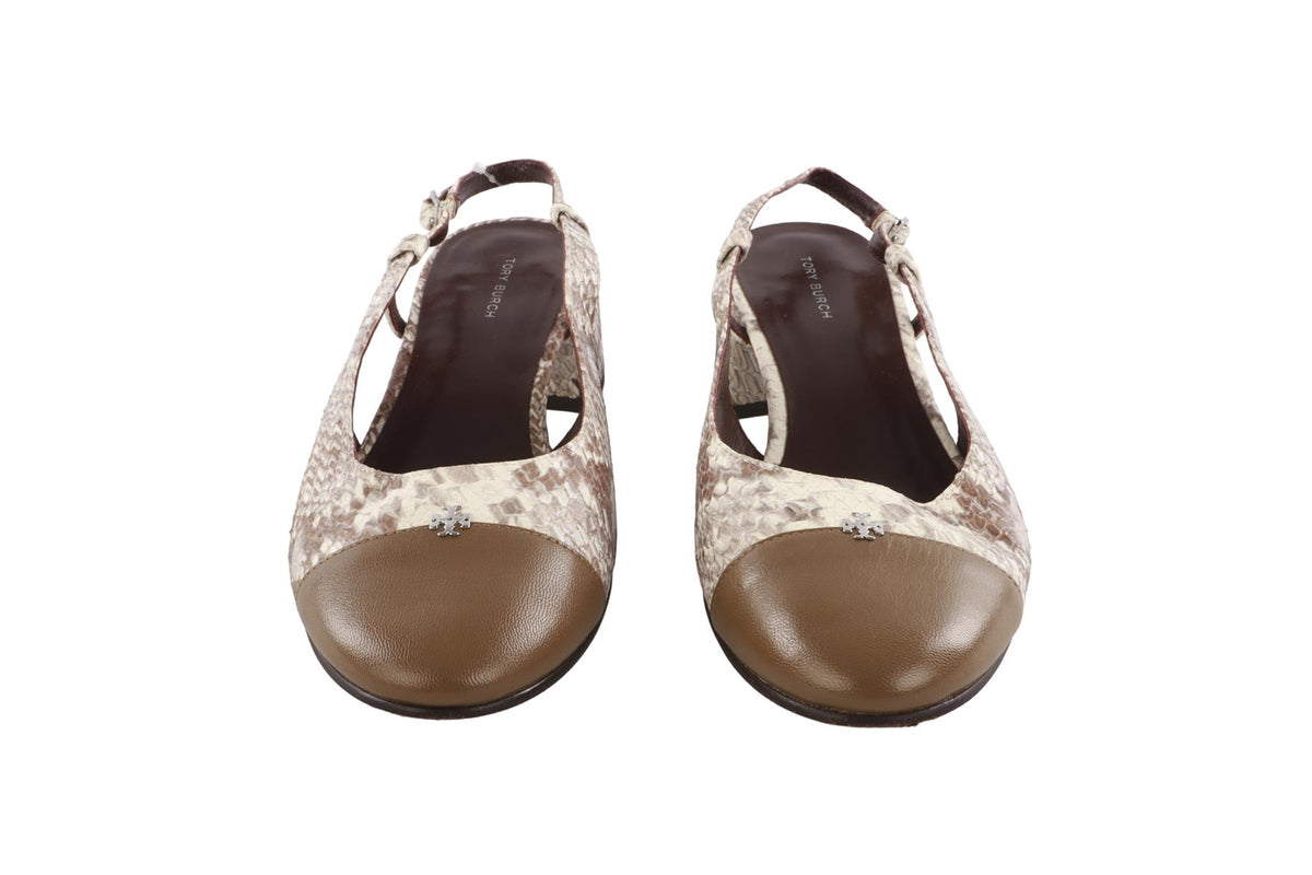 TORY BURCH TAUPE LEATHER SLINGBACK PUMPS EU 39 UK 6 US 9