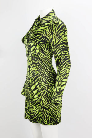 GANNI PRINTED SILK SATIN MINI DRESS DE 42 UK 16