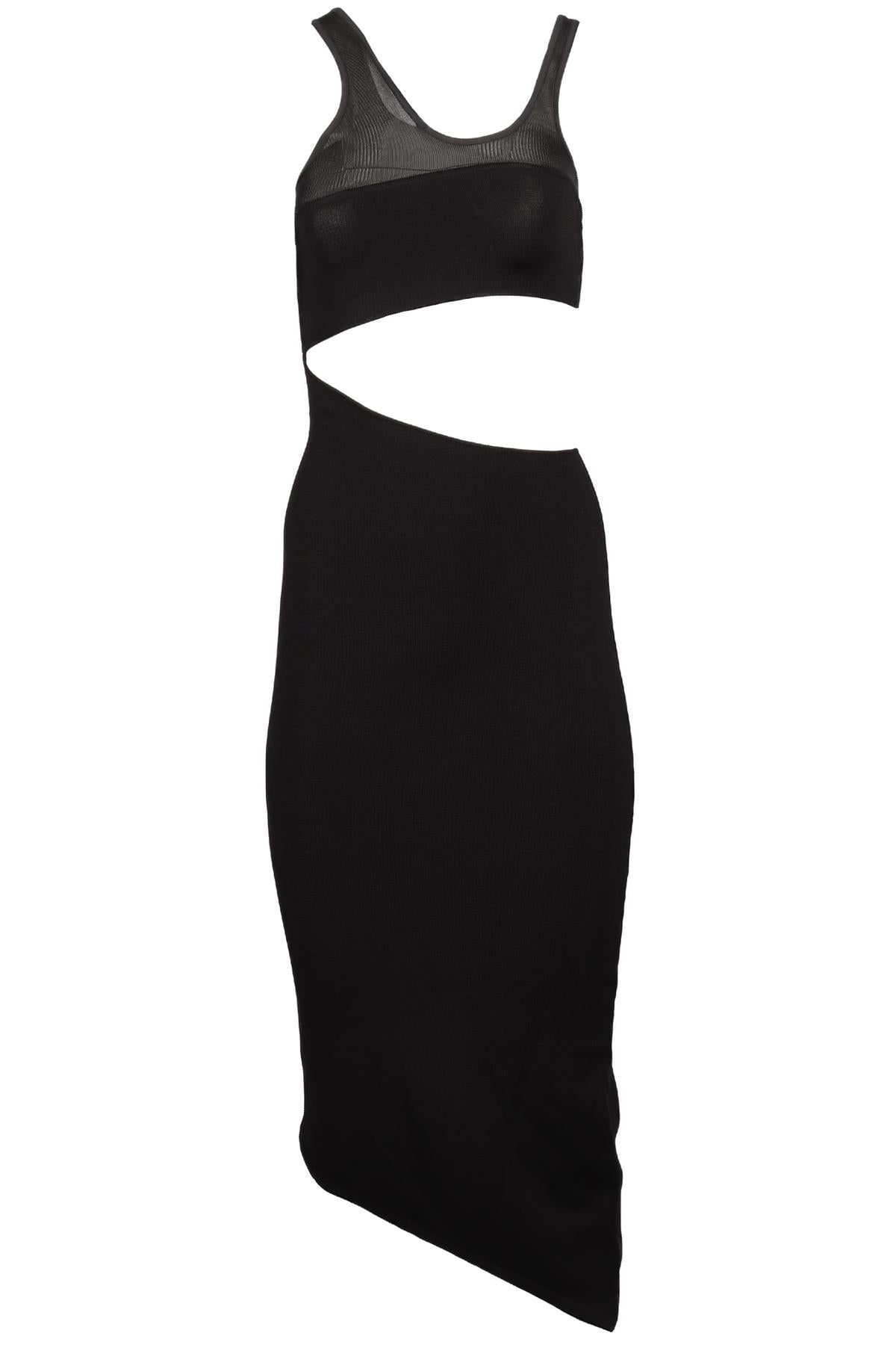 MUGLER BLACK KNIT MIDI DRESS SMALL