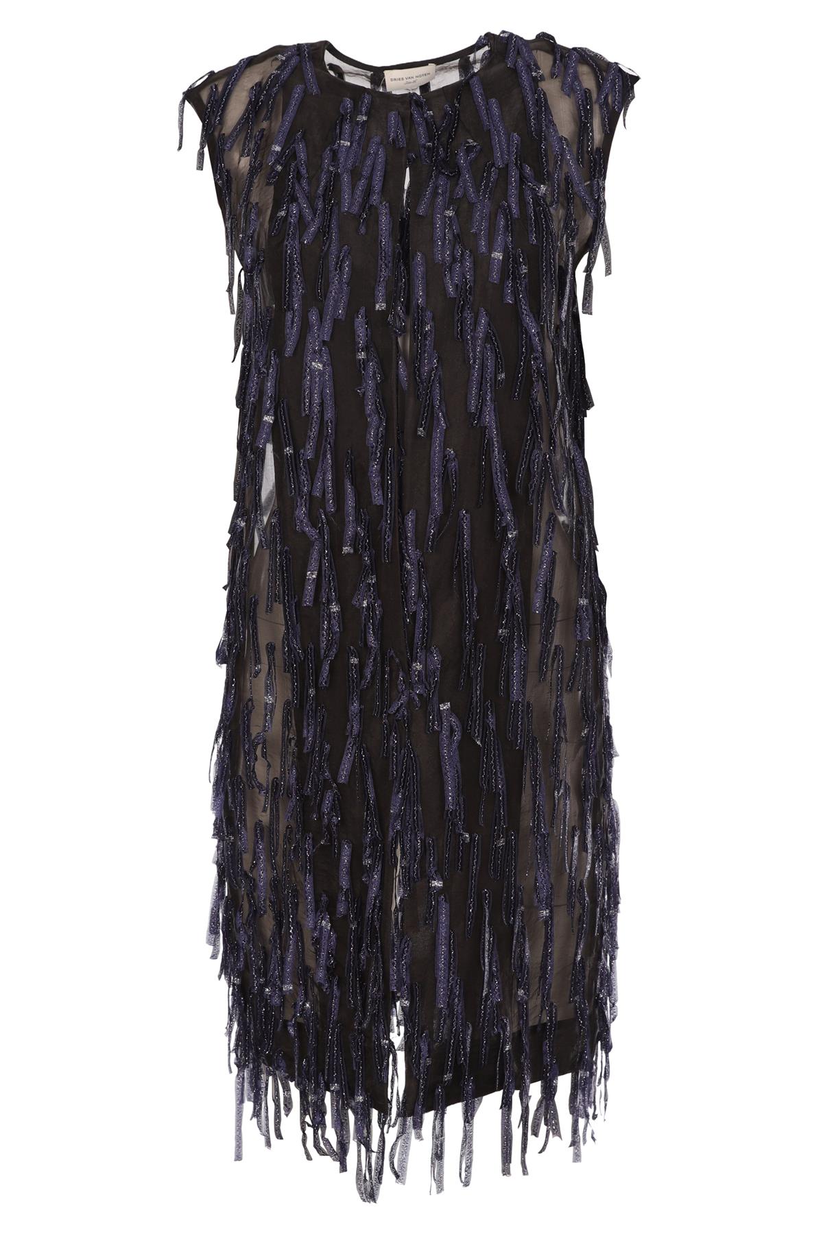 DRIES VAN NOTEN BLACK SILK GILET FR 36 UK 8