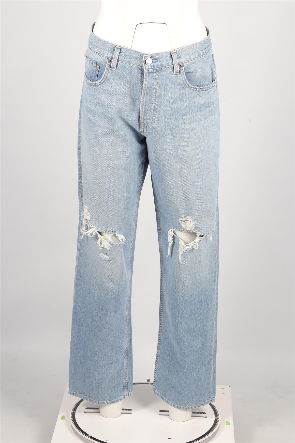 GRLFRND BLUE HIGH RISE STRAIGHT LEG JEANS W27 UK 8-10
