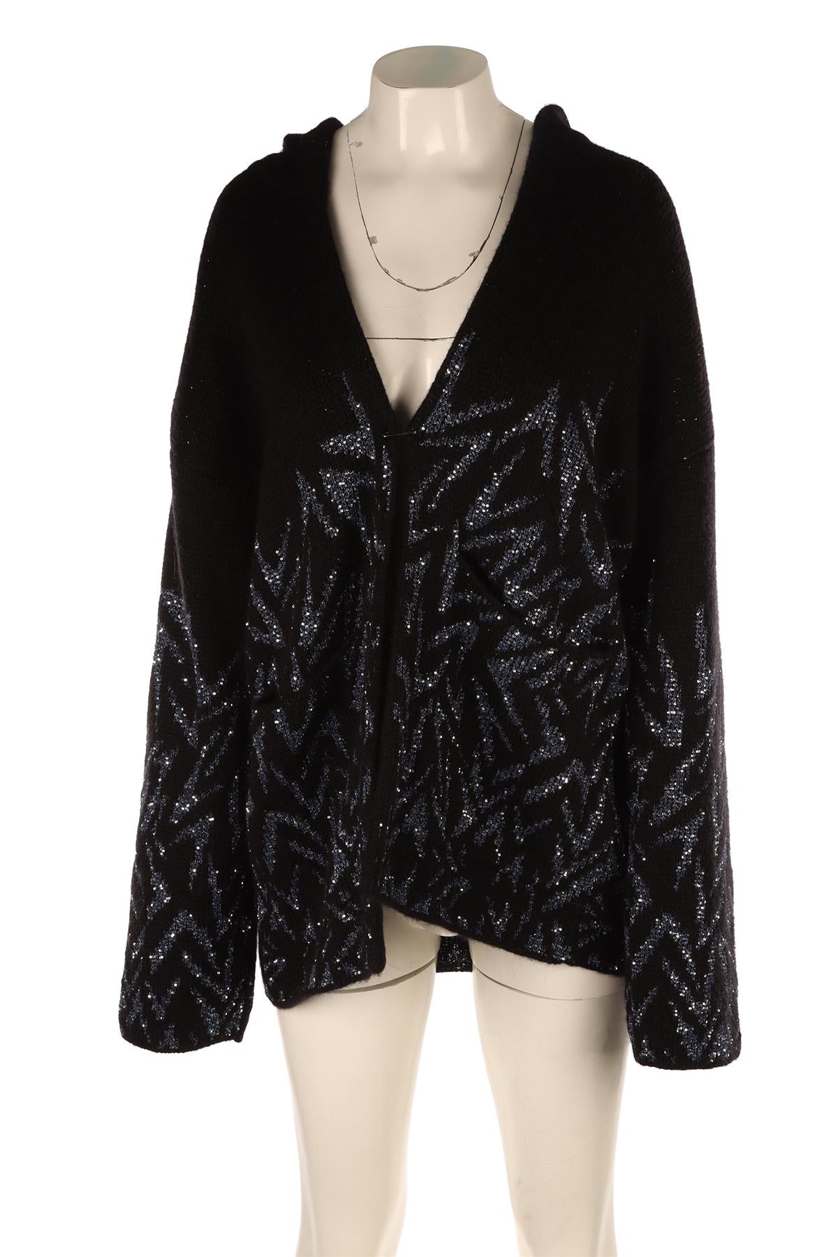 SAINT LAURENT BLACK WOOL HOODIE SMALL