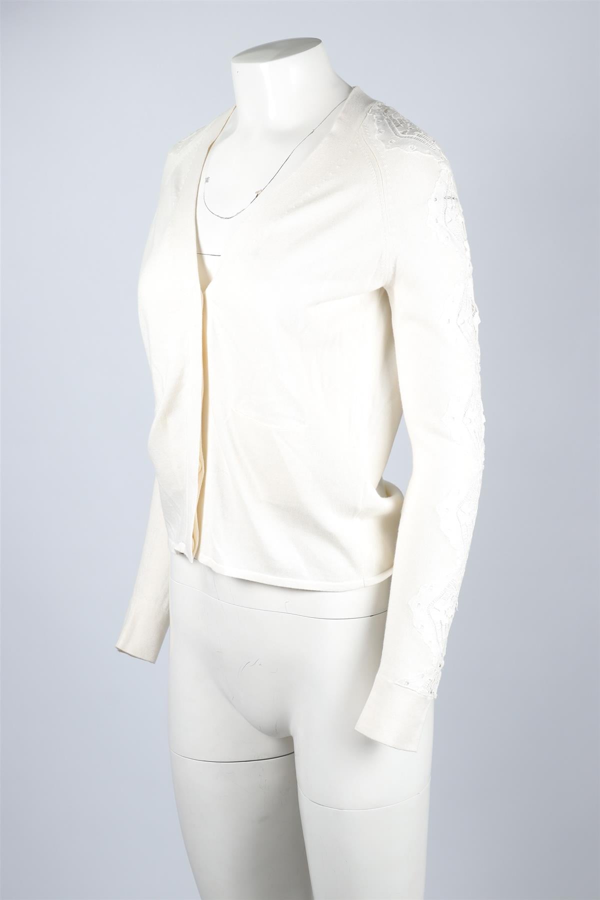 CHLOÉ  WHITE COTTON CARDIGAN XSMALL