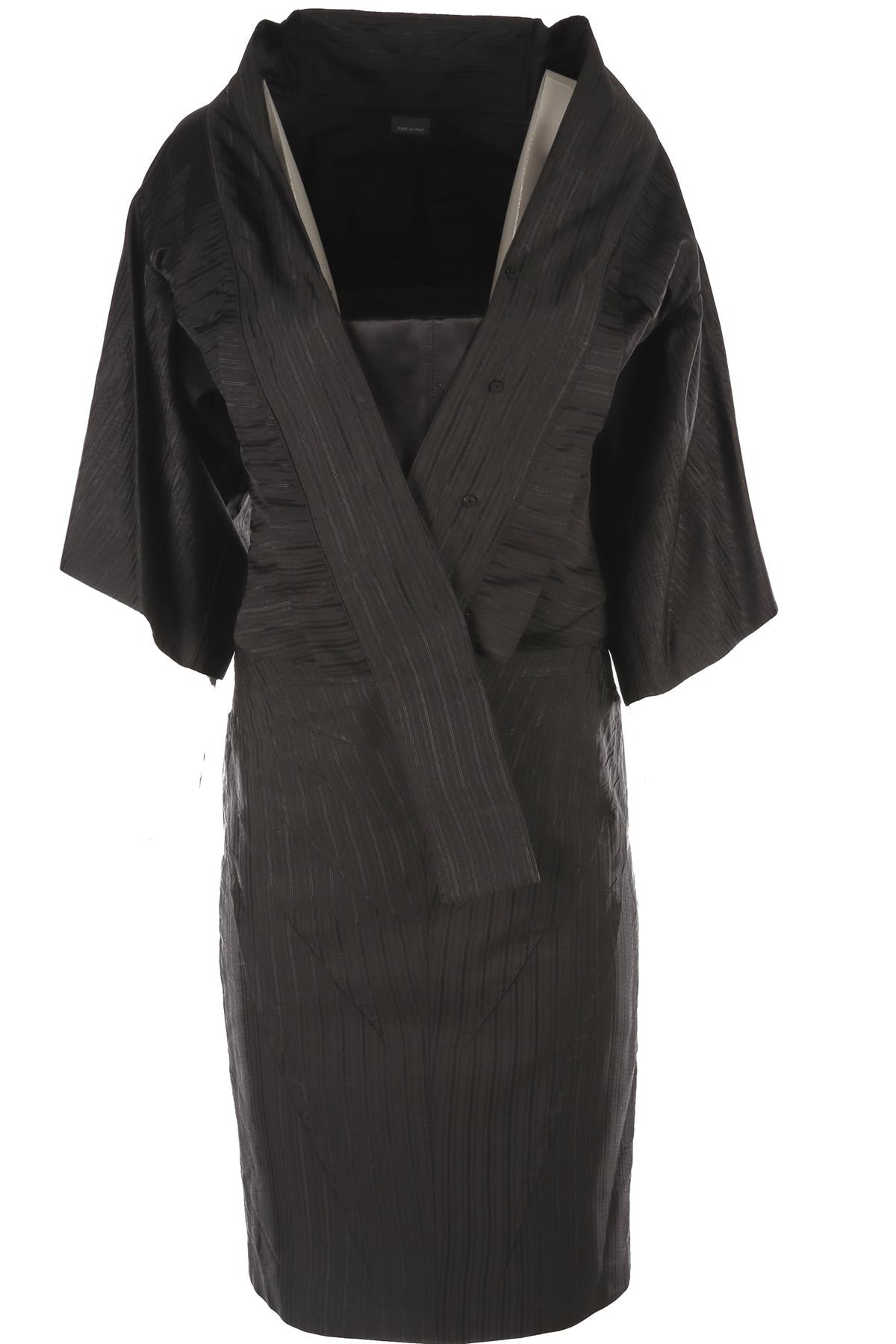 ALEXANDER MCQUEEN BLACK 2003 SILK SKIRT AND JACKET SET IT 42 UK 10