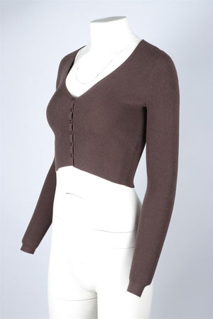 LESET BROWN KNIT CARDIGAN SMALL