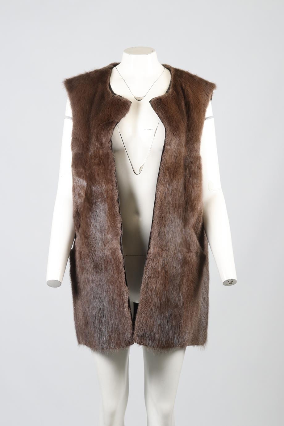 ISABEL MARANT FUR AND WOOL BLEND GILET FR 38 UK 10