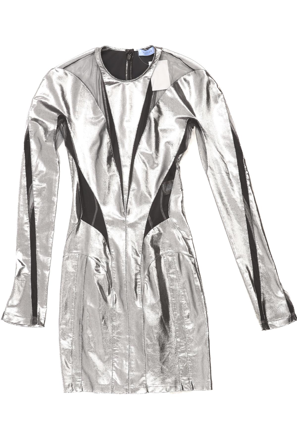 MUGLER SILVER JERSEY MINI DRESS FR 36 UK 8