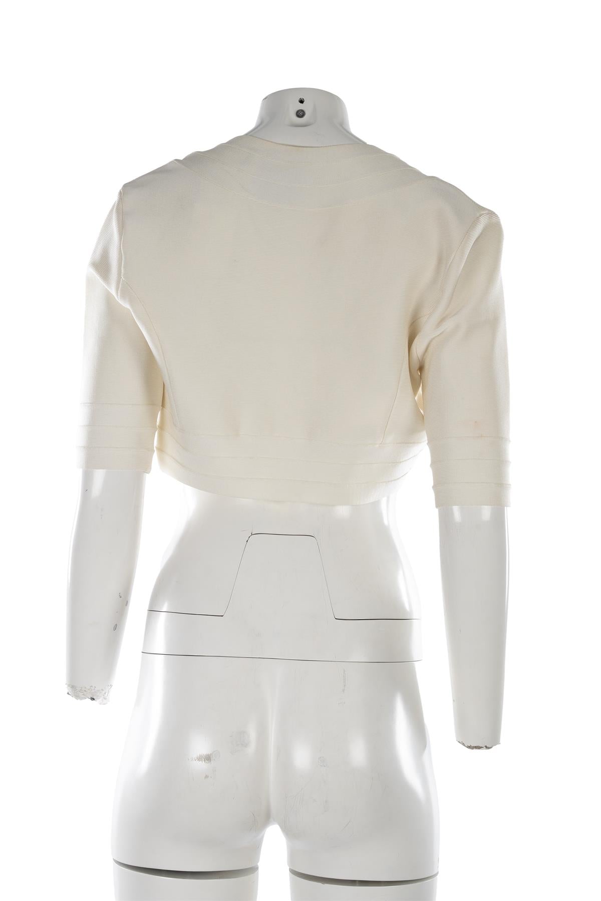 HERVE LEGER IVORY BANDAGE JACKET SMALL