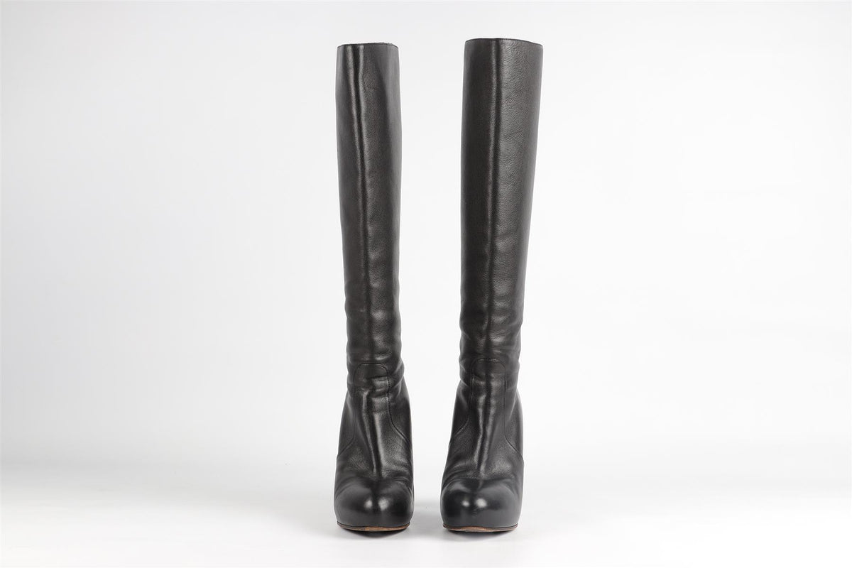 BOTTEGA VENETA BLACK LEATHER KNEE HIGH BOOTS EU 39.5 UK 6.5 US 9.5