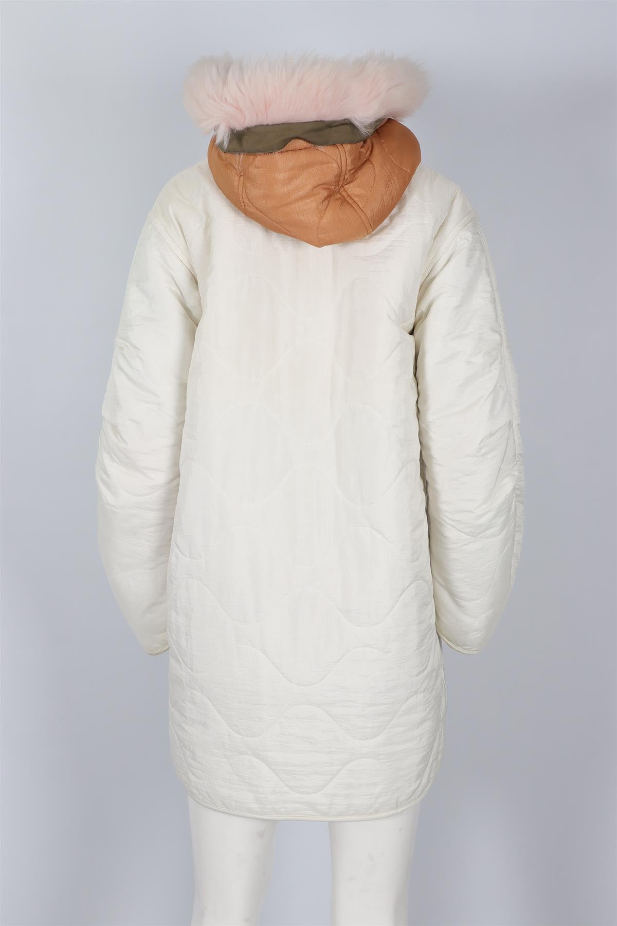 MARFA STANCE WHITE SHEARLING AND SHELL COAT SMALL