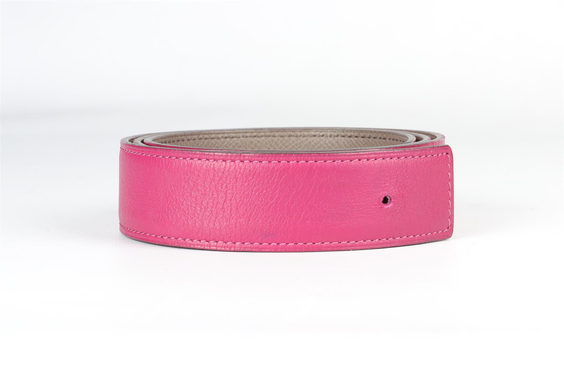 HERMÈS PURPLE AND GREY 2011 32 MM LEATHER BELT STRAP