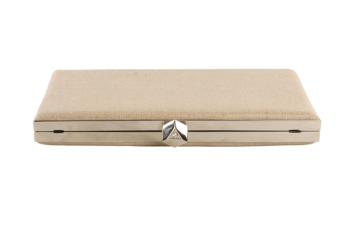 JIMMY CHOO GOLD CANVAS CLUTCH