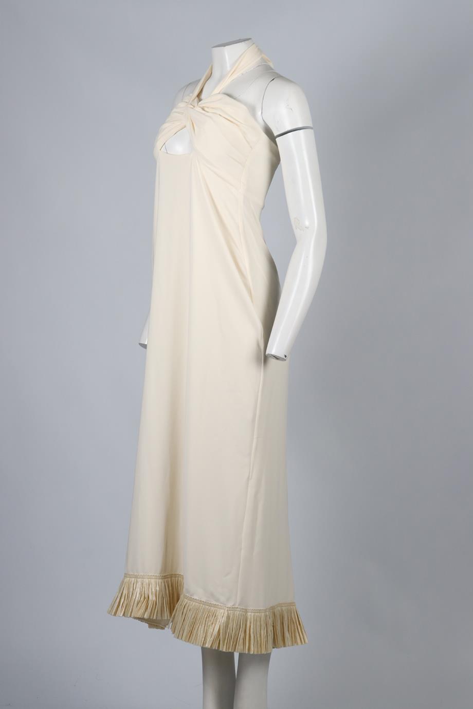 JOHANNA ORTIZ FRINGED CREPE MAXI DRESS US 8 UK 12