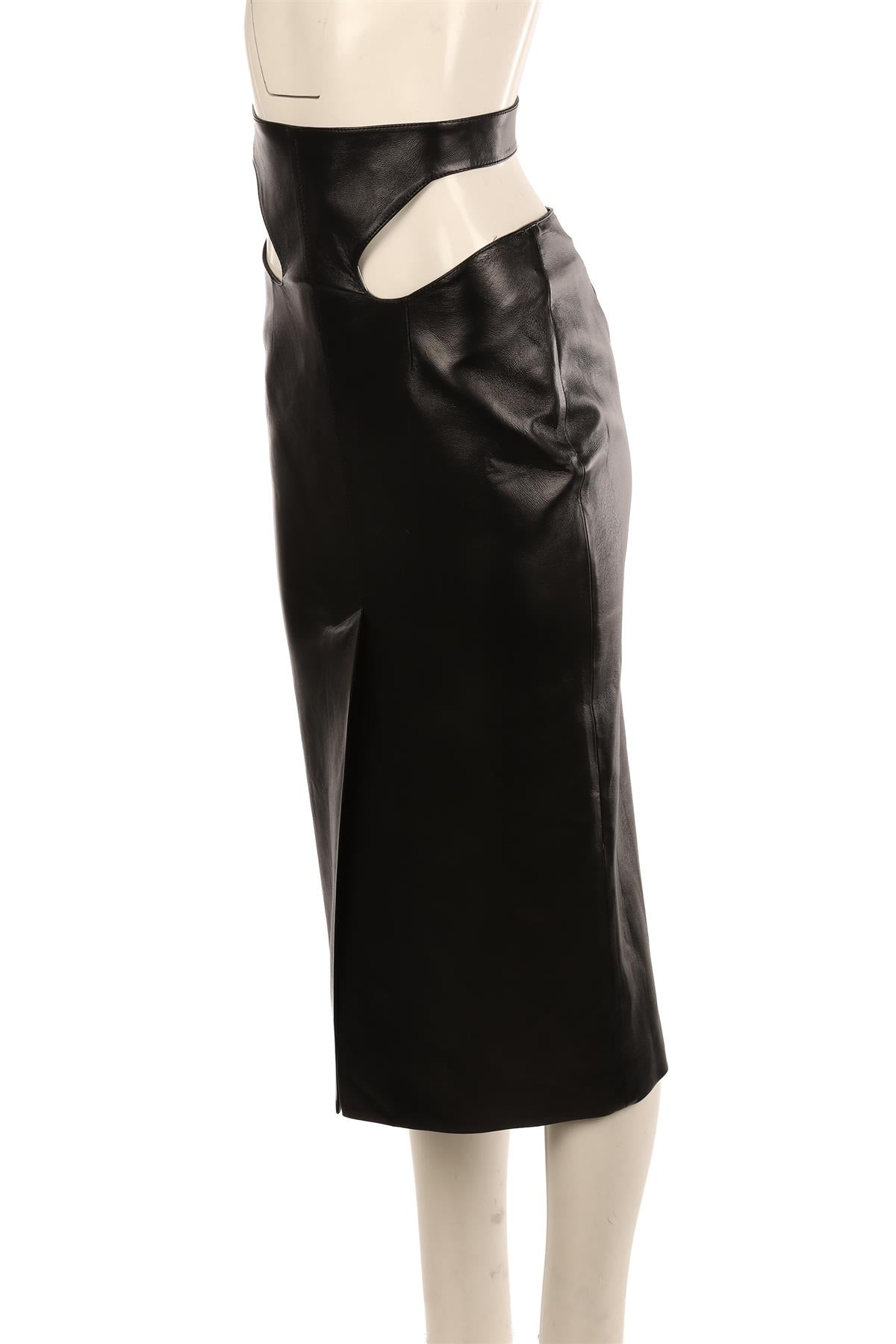 MATÉRIEL BLACK LEATHER MAXI SKIRT SMALL