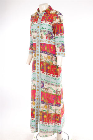 HAYLEY MENZIES MULTI SILK MAXI DRESS MEDIUM