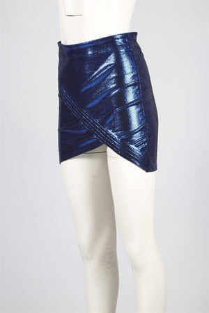 RTA BLUE LEATHER MINI SKIRT US 2 UK 6