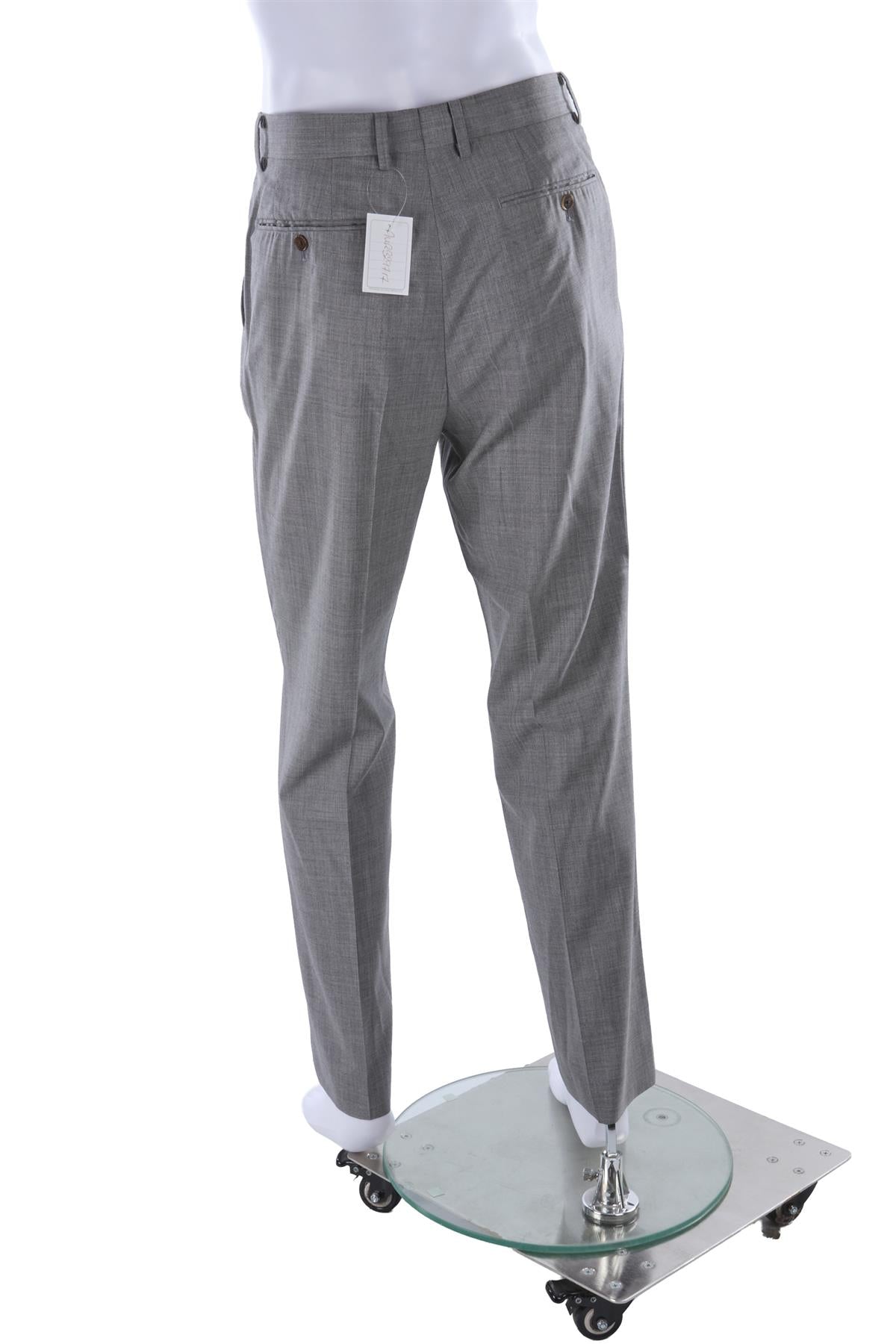 GREY MEN'S WOOL STRAIGHT LEG PANTS