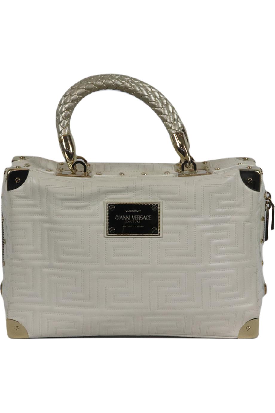GIANNI VERSACE COUTURE VINTAGE EMBROIDERED LEATHER TOTE BAG