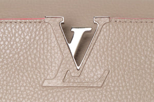 LOUIS VUITTON TAUPE 2014 CAPUCINES MM TAURILLON LEATHER TOTE BAG