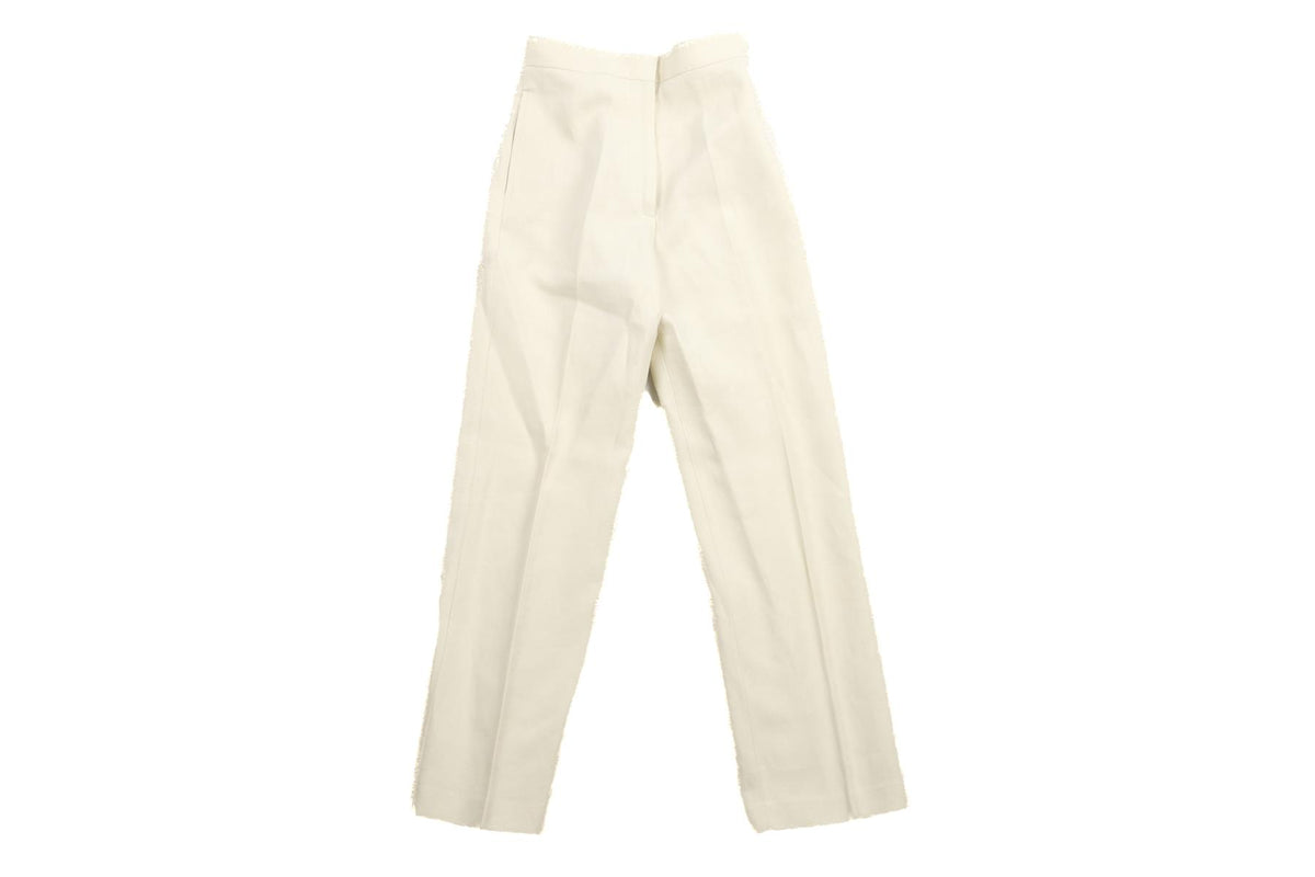 RAEY IVORY COTTON STRAIGHT LEG PANTS UK 6